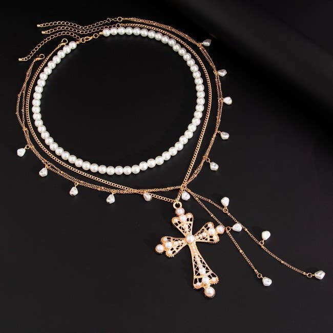 MULTI LAYER MIX PEARL NECKLACE