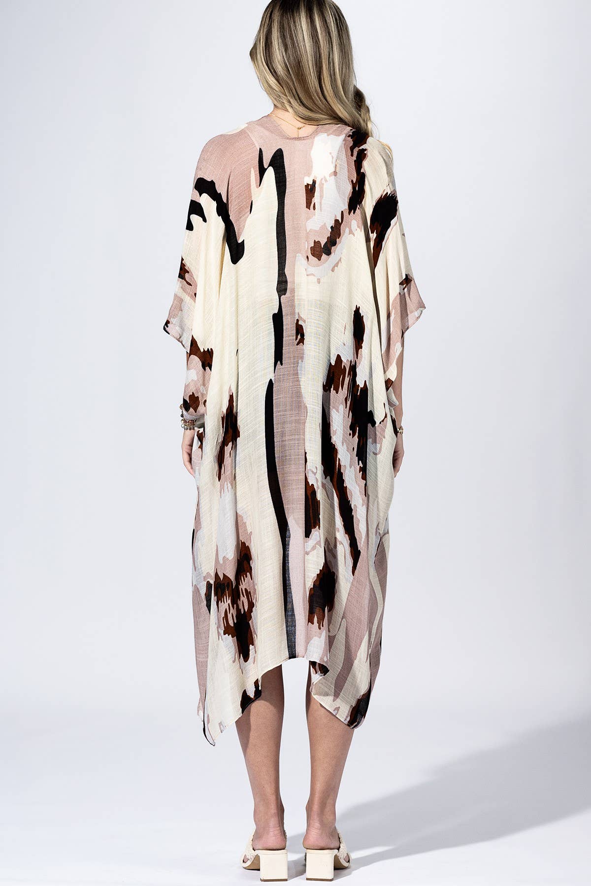 Beige Black Ink-Wash Kimono