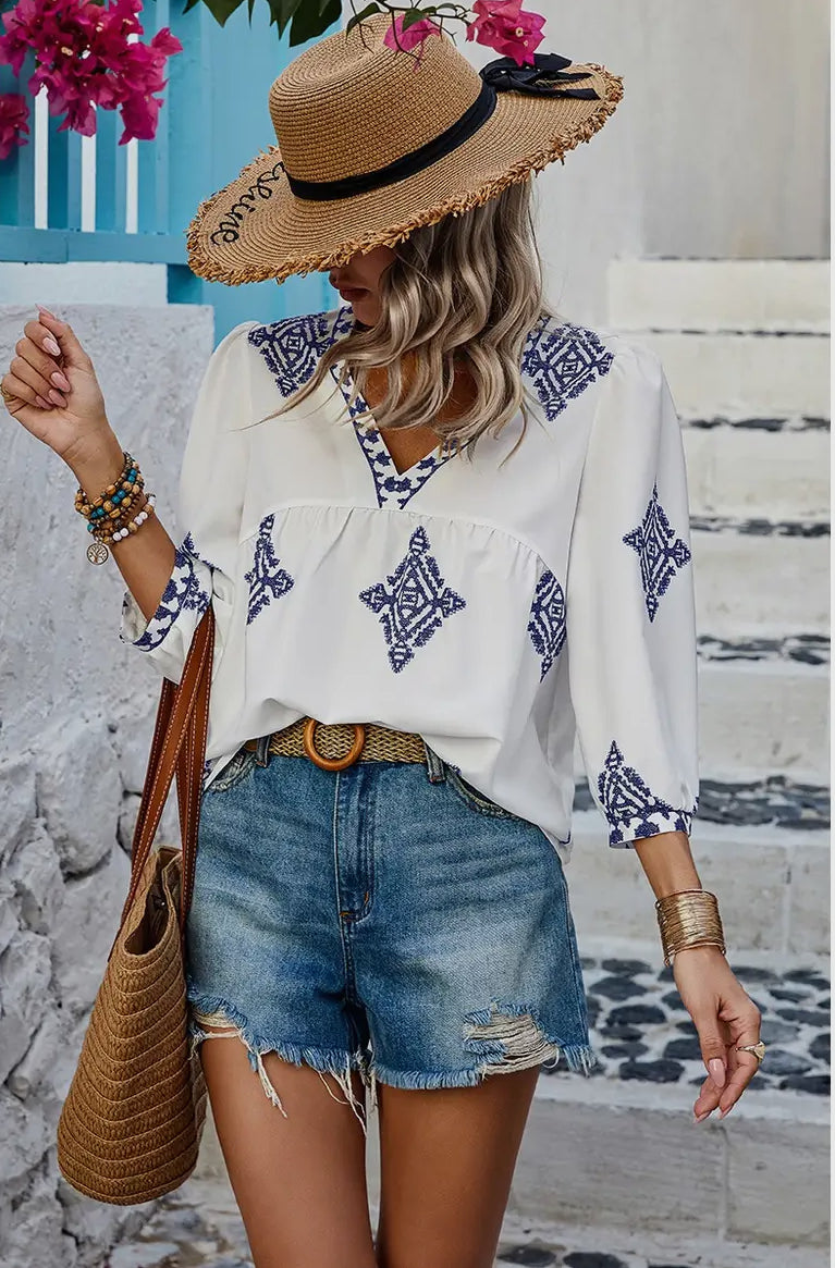 Printed puff sleeve