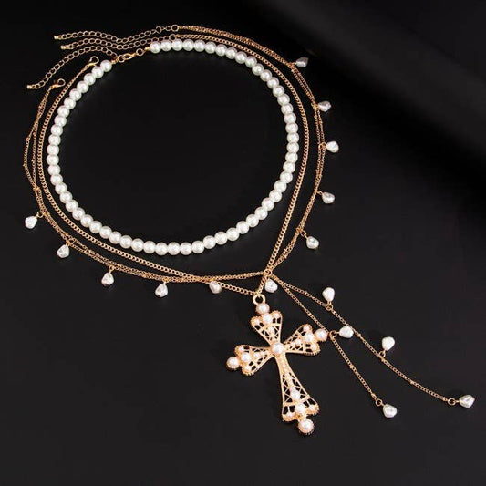 MULTI LAYER MIX PEARL NECKLACE
