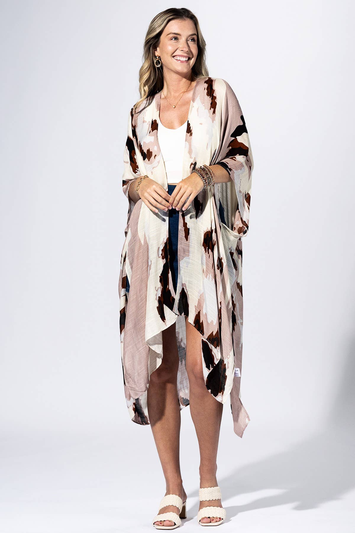 Beige Black Ink-Wash Kimono