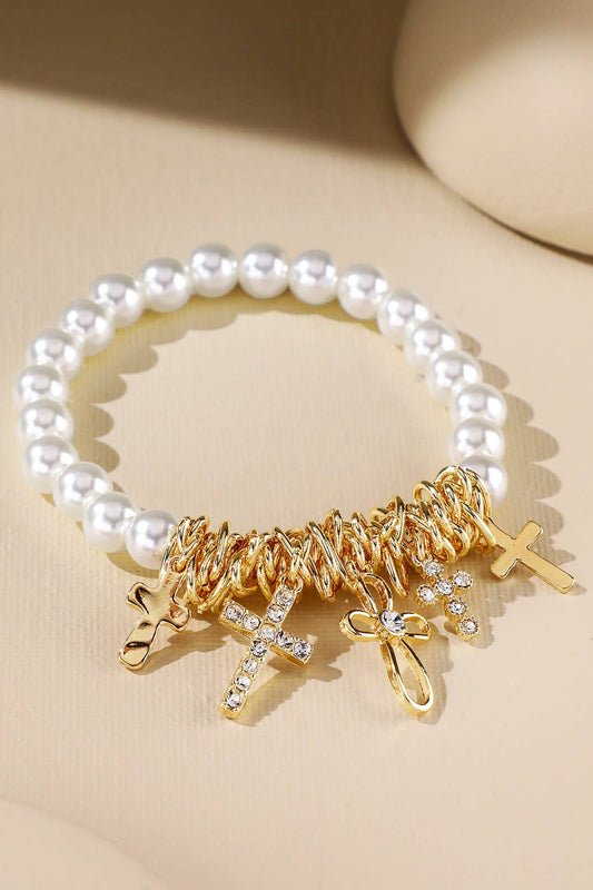 pearl & cross bracelet