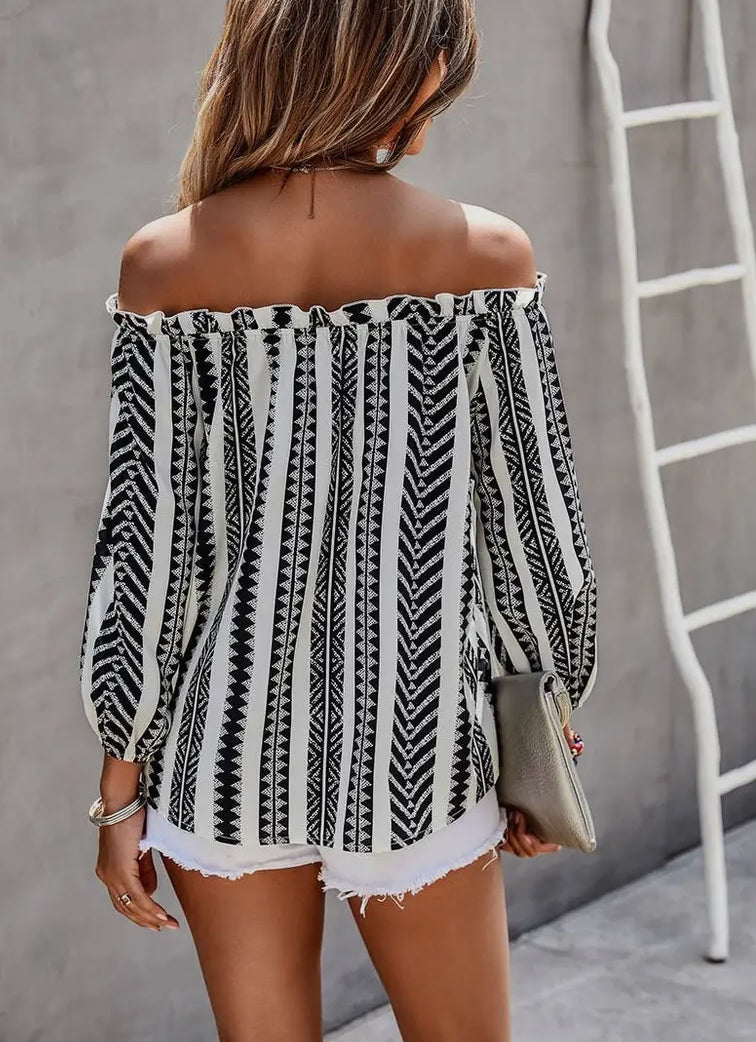 Off The Shoulder Geo Stripes