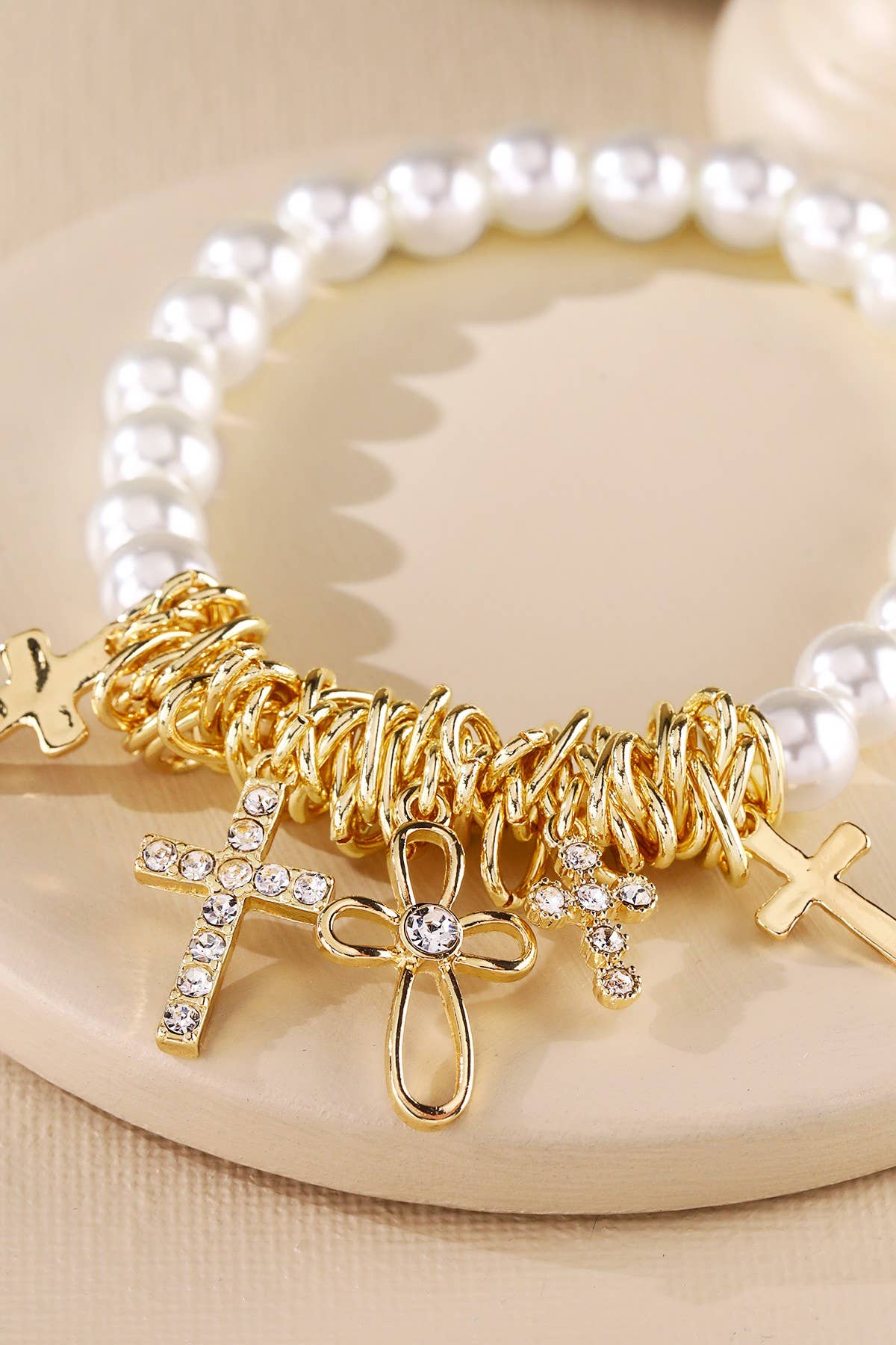 pearl & cross bracelet