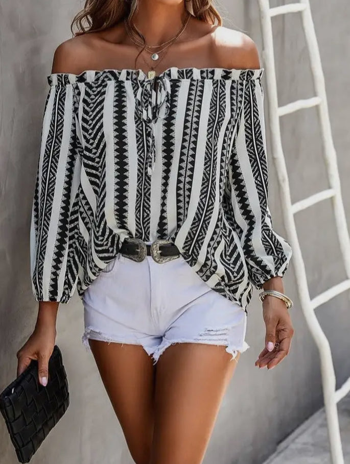 Off The Shoulder Geo Stripes