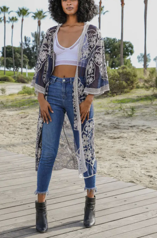 Navy Boho Kimono