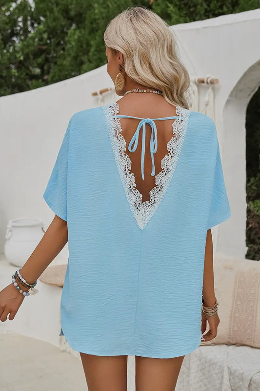 light blue lace back